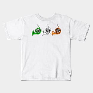 French Horn Irish Flag Brass Musician St Patrick's Day Kids T-Shirt